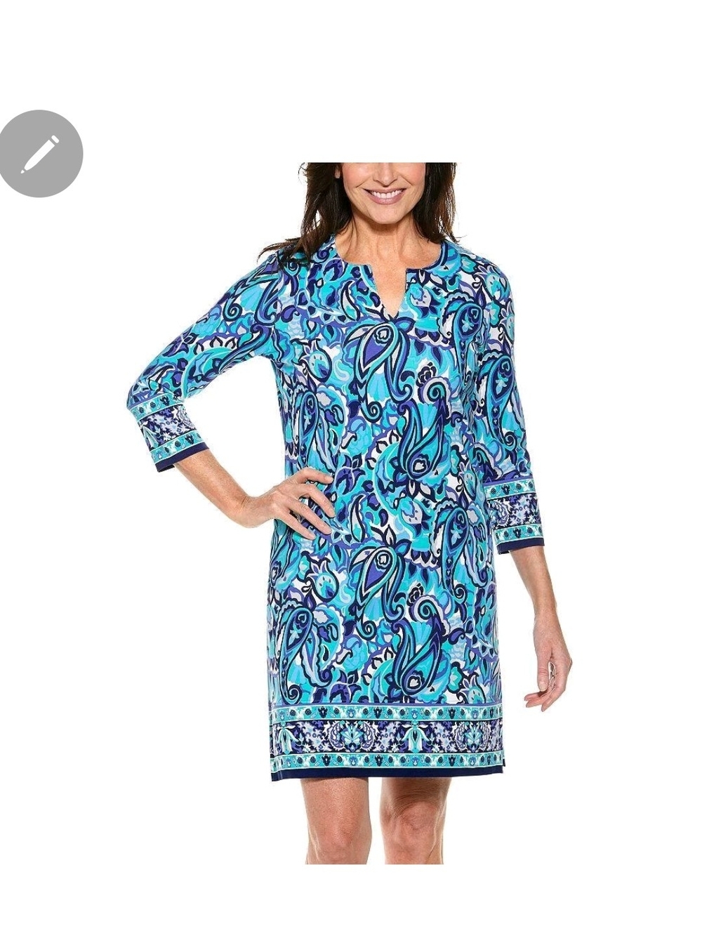 Coolibar Turquoise & Navy Paisley Dress